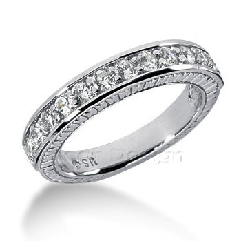 14K White Gold Round Cut Diamond Wedding Band (0.72ct.tw, HI Color, SI2-3 Clarity)