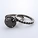 Caperci Black Sterling Silver Round Black Diamond Spinel Solitaire Bridal Wedding Ring Set