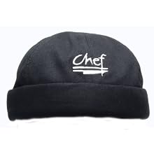 San Jamar H060BK Cotton Chef Beanie with Elastic Head Band and Chef Logo, Black
