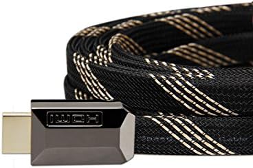 POLOK HDMI Cable 50 ft Ultra High Speed, Support 1080P, 3D, HDMI 2.0, 1.4, CL3 Rated, Ethernet, Audio Return, In Wall Installation, Zinc Metal Alloy Shielding Shell, 24K Gold Connector, Flat and Durable PVC Jacket, Nylon Mesh Braid for HD TV, DVD, NotebookXbox 360, PS3, Blu-ray, Gun Black, Type Male A to Type Male A - Latest Specification