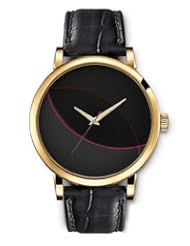 SPRAWL Aanalog Fashion Series Gold Ladies Watches of Genuine Black Leather Strap,Unique Wrist Watch for Women Girls Designed with Red Stripe division of the circle