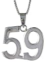 3/4' (18 mm) Sterling Silver Number "59" Pendant