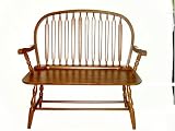Carolina Cottage Colonial Windsor Bench, Walnut
