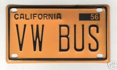 VW Bus 2 1/4 X 4" Mini Embossed License Plate California Yellow"