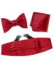 Burgundy Freestyle Bow Tie Cummerbund Set by Elite Solid - Burgundy Silk by Elite