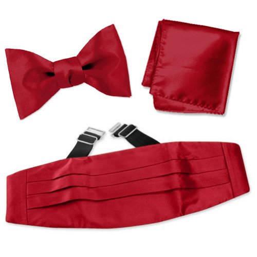 Burgundy Freestyle Bow Tie Cummerbund Set by Elite Solid - Burgundy Silk
