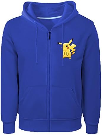 Pokemon Pikachu Unisex Full Zip Hoodie Hooded Sweatshirt Hoody