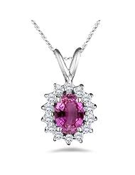 0.28 Cts Diamond & 1.02 Cts Pink Sapphire Cluster Pendant in 18K White Gold