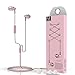 Headphones, Metal Earbuds Bass In Ear Earphones Stereo Cell Phone Headset with Microphone & Remote Control for Apple iPhone iPod iPad Samsung HTC LG Android Smartphones MP3 Plays (Pink)