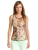 Star Vixen Womens Sleeveless Print Lace Keyhole-Back Top