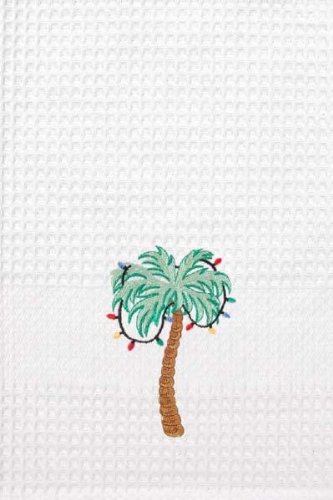 Tropical Palm Tree Christmas Lights Kitchen Towel