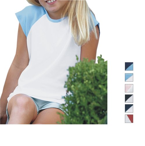 bella girl - 1x1 Rib Cap Sleeve Raglan T-shirt - 9020