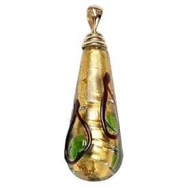 14k Yellow Gold Venetian Glass Oblong Charm
