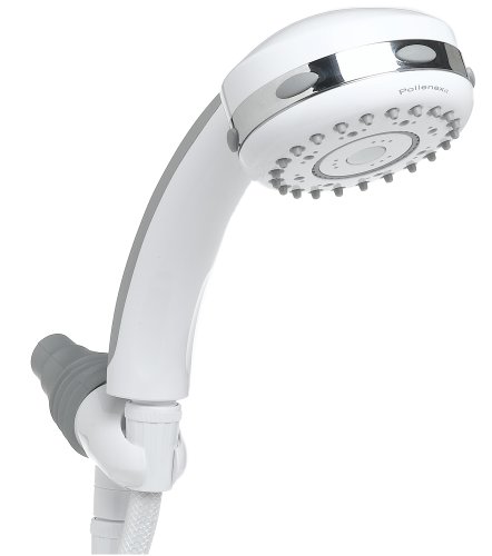 Pollenex PP9200CRX 9-Setting Handheld Shower, White with Chrome Ring