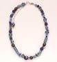 Blue Recycled Glass Bead Necklace, Adjustable