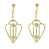 14K Gold Diamond Filigree Heart Earrings