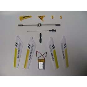 Full Replacement Parts Set for Syma S107 Rc Helicopter, Main Blades, Tail Decorations, Tail Props, Balance Bar,main Shaft, Battery, -Yellow Set-: Toys &amp; Games