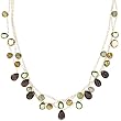 Gold-Filled Citrine, Smoky Quartz, Peridot and Green Garnet Briolette Three-Row Necklace, 17"