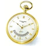 Pocket Watch - 14k Gold-plated Open Face, Gold Roman Numeral White Dial Pocket Watch by Goldfinger