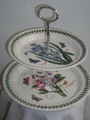 Portmeirion Bespoke 2 Tier Botanic Garden Cake Stand - Foxglove and Eastern Hyacinth