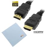 GTMax (25FT Black) HDMI With Ethernet Cable + Microfiber Cleaning Cloth For VIZIO; Panasonic; Sharp; Toshiba; Phillips ; LG; Samsung ; TCL; Sony;Coby; Mitsubishi ; Viore ; Sansui; iSymphony; JVC ; Hitachi ; ViewSonic ; SunbriteTV; Sylvania; Haier (Plasma LED LCD 3D Internet-Ready HDTV) ; Sony PS3 Playstation 3 Microsoft Xbox 360