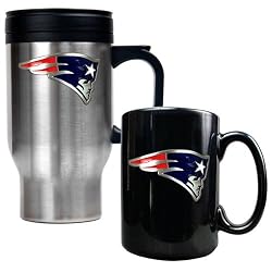 New England Patriots 16oz Travel Mug & 15oz Ceramic Mug set - Primary logo NFL Football