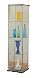 Modern Contemporary Glass Curio Cabinet with Cappuccino Top and Bottom