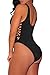 HOTAPEI Women V Neck Lace up High Cut One Piece Swimwear Medium Black