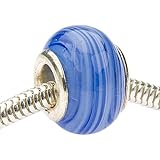 Beadaholique Murano Style Glass Lampwork Pandora Compatible Beads, 13.5mm, Blue Marble Dream