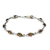 Sterling Silver Honey Amber Drop Bracelet
