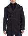 Kenneth Cole New York Mens Long Herringbone Coat, Black Combo, Medium