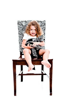 Tie Chair in Black Damask