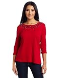Alfred Dunner Women's Crystal Beaded Yoke T-Shirt