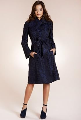 Per Una Speziale Large Collar Jacquard Belted Mac