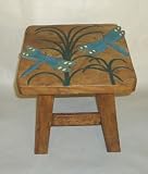 Dragonfly Hand Carved Wooden Foot Stool