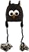 DeLux Owl Face Dark Brown Wool Pilot Animal Cap/Hat with Ear Flaps and Poms