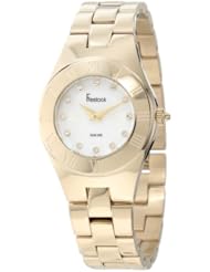 Freelook Womens HA2082G-9 All Shiny Gold With Mother-Of-Pearl White Face Swarovski Stones Watch