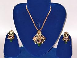 Womens Jewelry Earring And Pendant Sets Sterling 22k Gold With Emerald Gem Stones(Brand New)