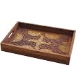 Serving Tray: Hand-Crafted Decorative Wooden Tray with Brass Inlay