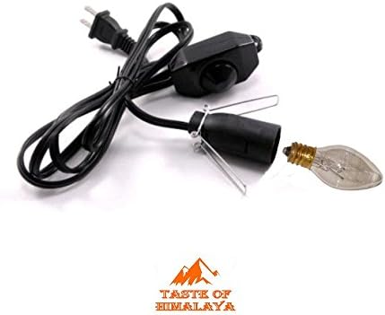 Electrical Salt Lamp Cord with 15 Watt Bulb, Dimmer Switch, & Wire Clip; UL Listed; 110/120V Rated