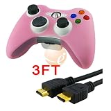 Baby Pink Silicone Skin Case for Microsoft xBox 360 Controller + HDMI M/M Cable 1.3 , 3 FT
