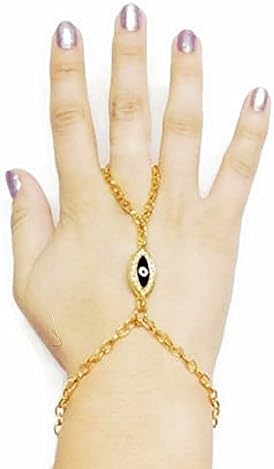 Bracelet Slave Chain Link Evil EYE Crystal Finger Ring Hand Harness bohemian boho vintage fashion