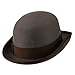 Men's Felt Bowler Hat with Ribbon Trim - Grey Chocolate