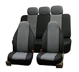 FH-PU006115 Triad Synthetic Leather Car Seat Covers, Airbag Ready and Split Bench, Gray and Black color