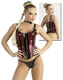 Lack Corsage / Korsett mit String rot-schwarz - Gr. S