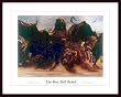 Art Poster Wood Framed Print - Bear Bull Brawl - Artist: de Rooy- Poster Size: 27 X 36