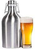 LovIT Scientific Beer Growler 64 oz - 2L Stainless Steel Bottle with Secure Swing Top Lid for Freshness - Best Quality Growlers - Food Safe - Plastic Free