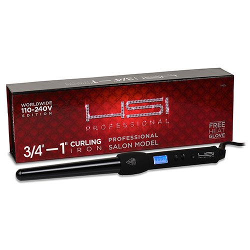 HSI Professional 1" Tapered Barrel Curling Iron. Professional Salon Model, Free Glove Included