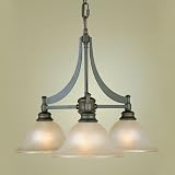 Murray Feiss Pub Three-Light Downlight Chandelier in Oil Rubbed Bronze with Frosted Amber Glass Shades #F1922/3ORB