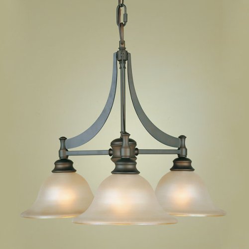 Murray Feiss F1922/3ORB Pub Three-Light Downlight Chandelier in Oil Rubbed Bronze with Frosted Amber Glass Shades